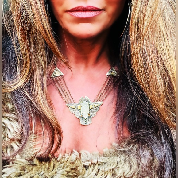 SOLD Spell And The Gypsy Dark Side of the Moon Necklace With Crystal Stone Brass - Picture 11 of 11